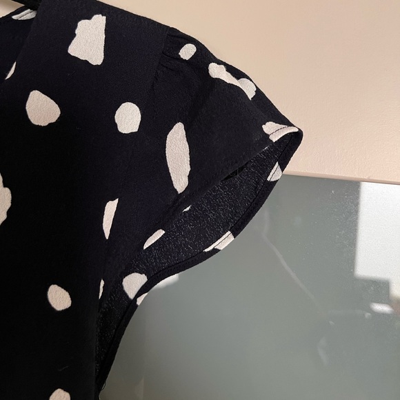 Aritzia Wilfred Navy White Dots High Waisted A-line Shift Day mini dress S - Picture 3 of 8